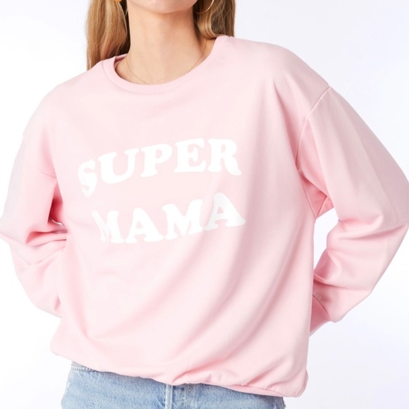 Super Mama Club Light Pink Crewneck Sweatshirt - Picture 2 of 4